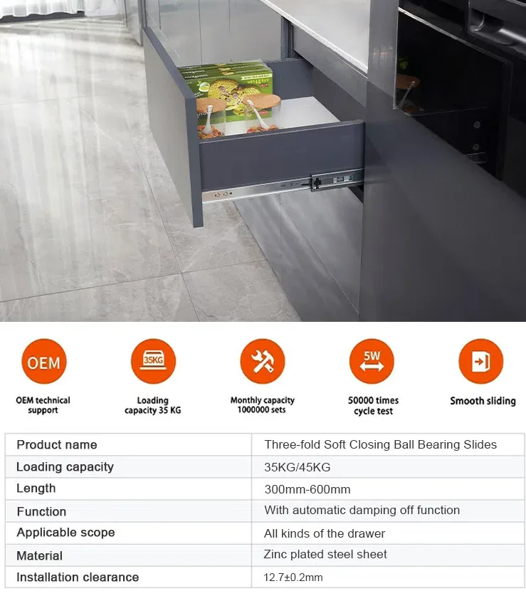 Soft Closing Ball Bearing Drawer Slide Box of 15 sets - Image 3