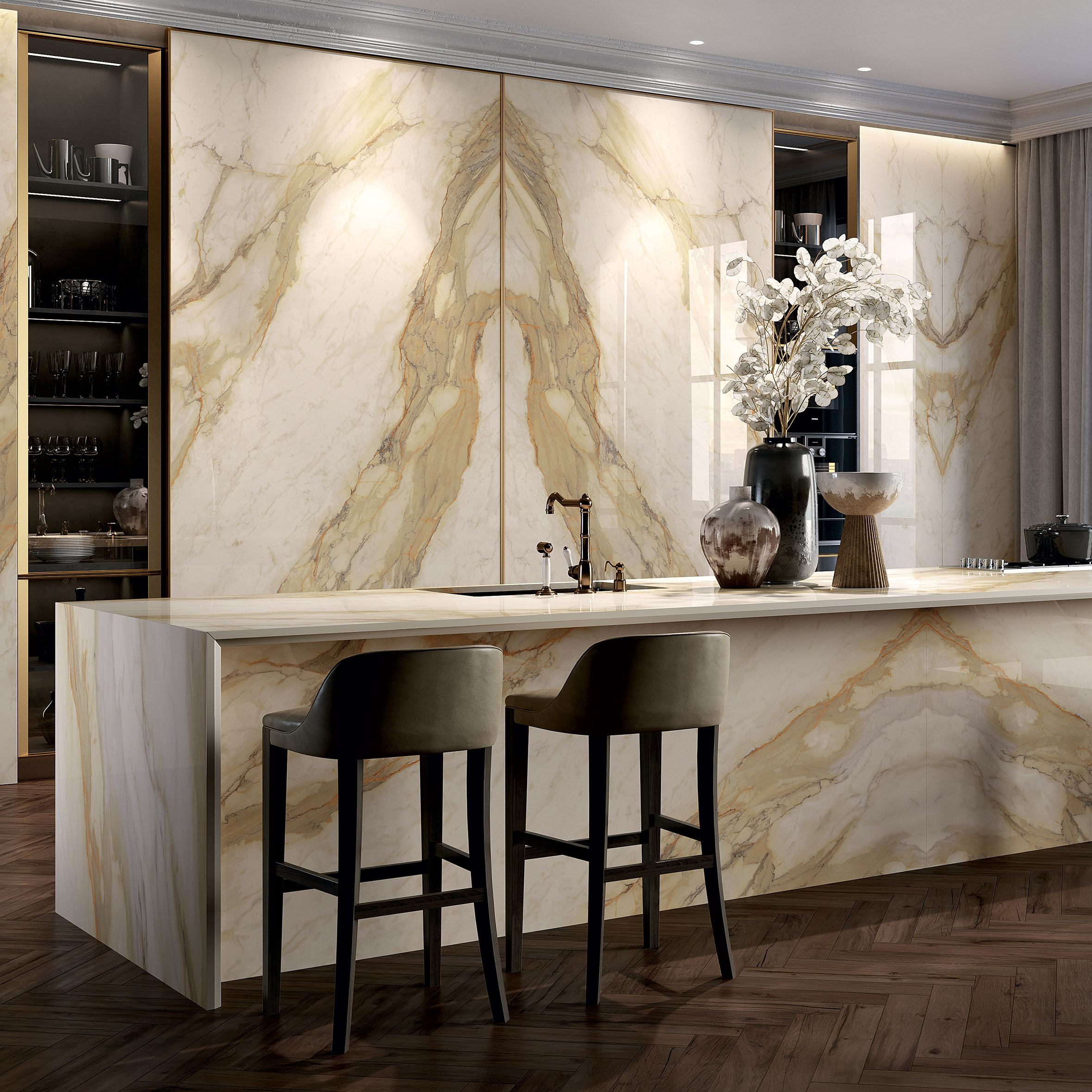 Bookmatched Porcelain Wall